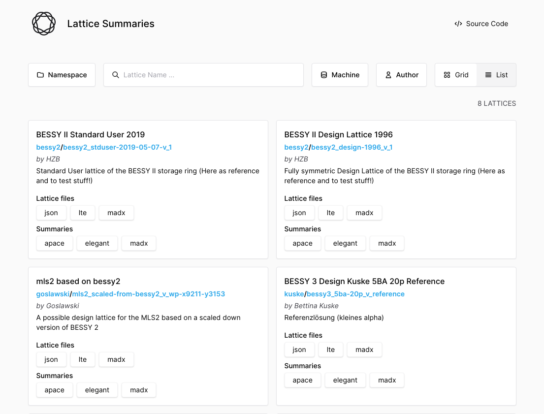 Figure 4.17: Screenshot of the landing page of the lattice summaries website